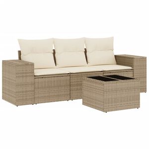 vidaXL sofas&aelig;t til haven 4 dele med hynder polyrattan beige