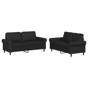 vidaXL sofas&aelig;t 2 dele med hynder kunstl&aelig;der sort