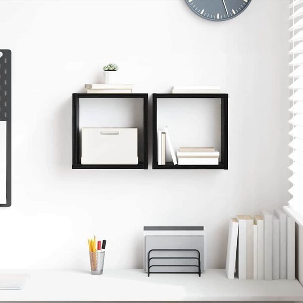 vidaXL Væghylder 2 pcs Sort eg 26 x 15 x 26 cm Konstrueret træ