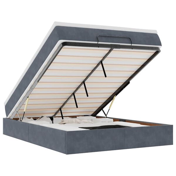 vidaXL osmannisk sengeramme med madras 140x190 cm fl&oslash;jl m&oslash;rkegr&aring;