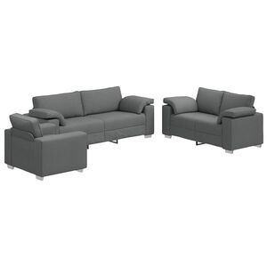 vidaXL Sofa 3 stk. M&oslash;rkegr&aring; Linned-blandet stof