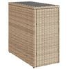 vidaXL havebord med glastop 58x27,5x55 cm polyrattan beige