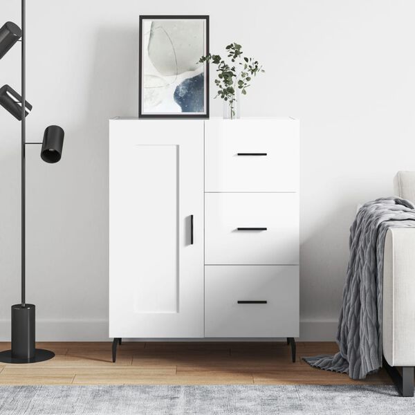 vidaXL sk&aelig;nk 69,5x34x90 cm konstrueret tr&aelig; hvid h&oslash;jglans