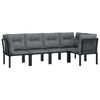 vidaXL loungesæt til haven 5 dele polyrattan grå og sort