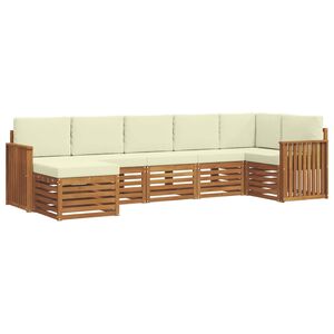 vidaXL Sofas&aelig;t med pude 7 pcs Naturlig og Fl&oslash;de Massivt Akacietr&aelig;