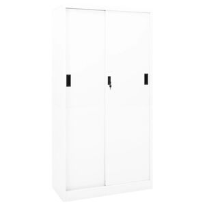 vidaXL kontorskab med skydel&aring;ger 90x40x180 cm st&aring;l hvid