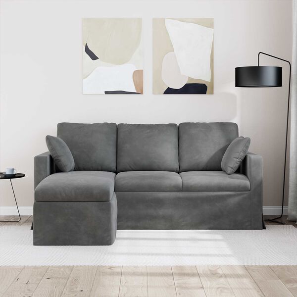 vidaXL Sofa M&oslash;rkegr&aring; 198 x 134 x 80 cm Fl&oslash;jl