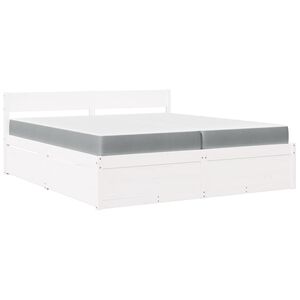 vidaXL seng med skuffer og madras 200x200 cm massivt fyrretr&aelig; hvid