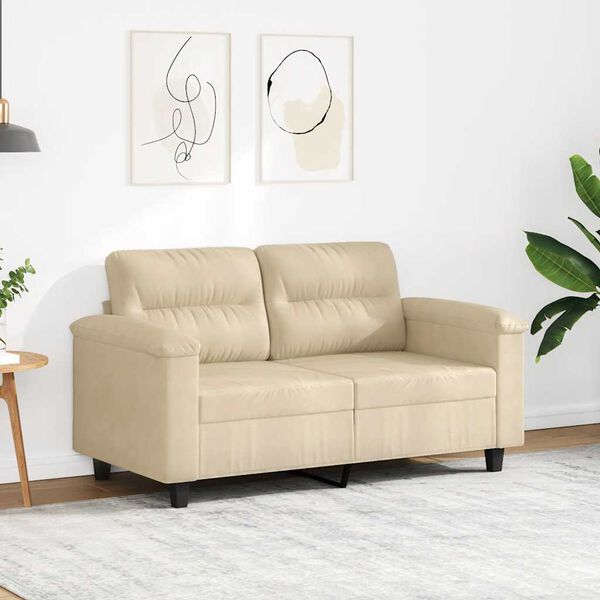 vidaXL 2-personers sofa 120 cm mikrofiberstof cremefarvet
