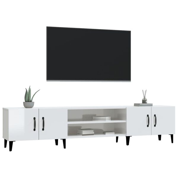 vidaXL tv-bord 180x31,5x40 cm konstrueret tr&aelig; hvid h&oslash;jglans