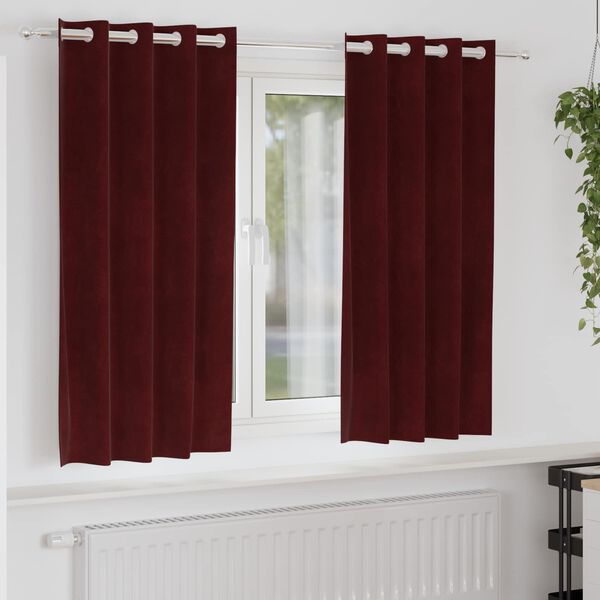 vidaXL M&oslash;rkl&aelig;gningsgardiner 2 pcs Vinr&oslash;d 140 x 175 cm Fl&oslash;jl
