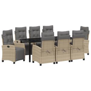 vidaXL Have Spisebordss&aelig;t 9 stk. Beige polyrattan