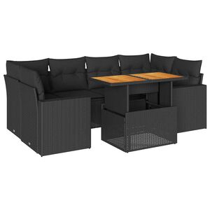 vidaXL sofas&aelig;t til haven 7 dele med hynder polyrattan sort