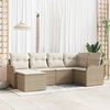 vidaXL Havesofa Sæt med pude 6 pcs Beige og hvid Poly rattan