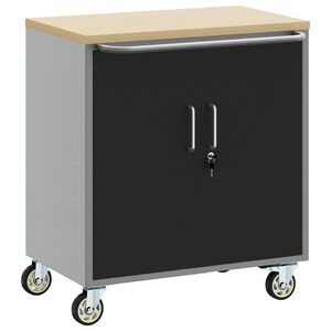 vidaXL Trolley rullev&aelig;rksted med hylde Sort og gr&aring; 75 x 45 x 85 cm
