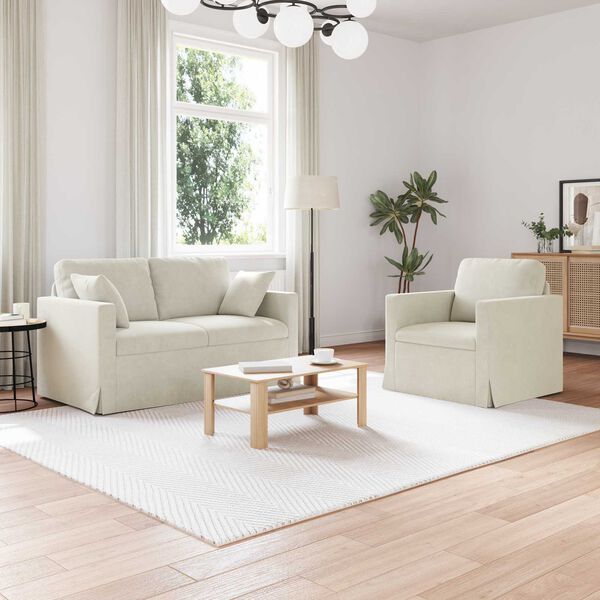 vidaXL Sofa 2 pcs Creme 138 x 78 x 80 cm Fl&oslash;jl