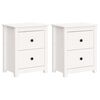 vidaXL sengeborde 2 stk. 50x35x61,5 cm massivt fyrretr&aelig; hvid
