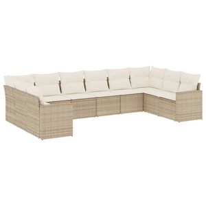 vidaXL sofas&aelig;t til haven 10 dele med hynder polyrattan beige