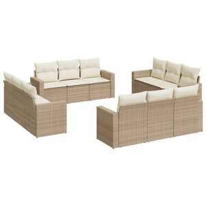 vidaXL sofas&aelig;t til haven 12 dele med hynder polyrattan beige