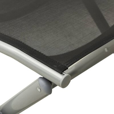 vidaXL foldbar fodskammel textilene og aluminium sort og sølvfarvet