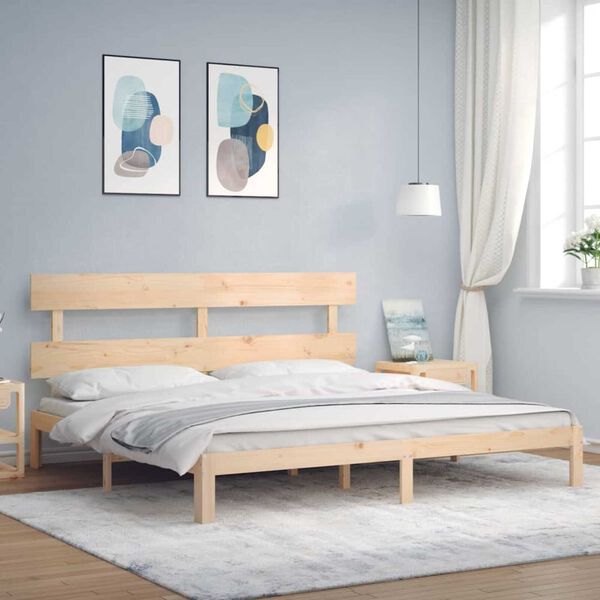 vidaXL sengeramme uden madras 200x200 cm massivt fyrretr&aelig;