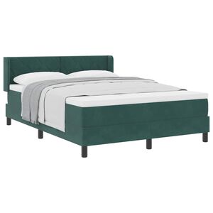 vidaXL Box spring seng med hovedg&aelig;rde M&oslash;rkegr&oslash;n 200 x 140 cm Fl&oslash;jl