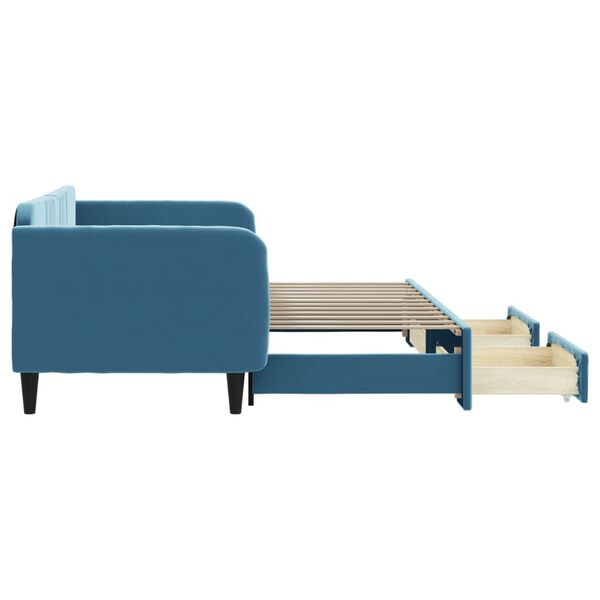 vidaXL daybed med udtr&aelig;k og skuffer 90x200 cm velour bl&aring;