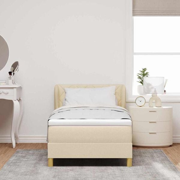 vidaXL Box spring seng med madras Creme 90 x 190 cm Stof