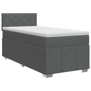 vidaXL Boxmadras med topmadras M&oslash;rkegr&aring; 90 x 190 cm Stof