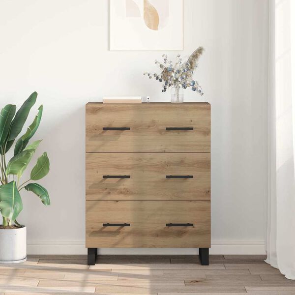 vidaXL Sideboard med skuffe Artisan Egetr&aelig; 69,5 x 34 x 90 cm