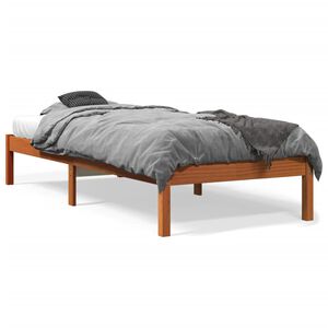 vidaXL sengeramme uden madras 90x190 cm massivt fyrretr&aelig; gyldenbrun