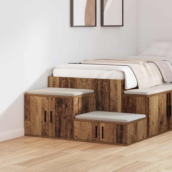 vidaXL Opbevaringsskab 2 pcs Gammelt tr&aelig; 127 x 41 x 40 cm