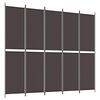 vidaXL 5-panels rumdeler 250x220 cm stof brun
