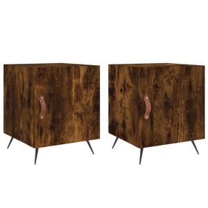 vidaXL sengeborde 2 stk. 40x40x50 cm konstrueret tr&aelig; r&oslash;get egetr&aelig;