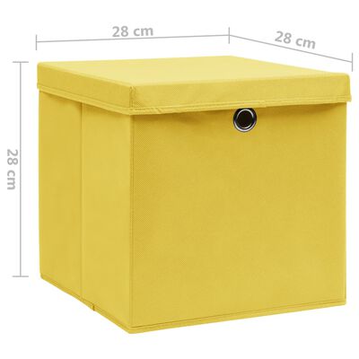 vidaXL opbevaringskasser med låg 10 stk. 28x28x28 cm gul