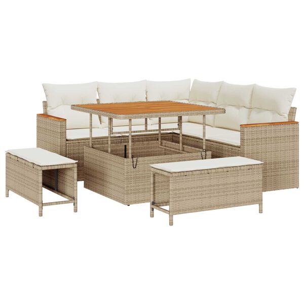 vidaXL Havesofa Sæt med pude 8 pcs Beige Poly rattan