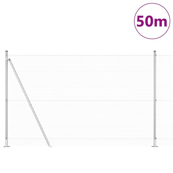 vidaXL Hegnsp&aelig;l S&oslash;lv 50 x 1,5 m (25 x 25 mm net) St&aring;l