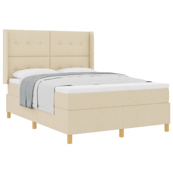 vidaXL Box spring seng med madras Creme 140 x 190 cm Stof