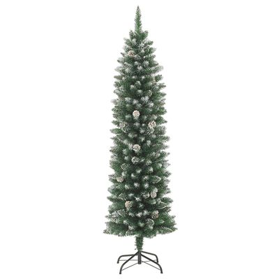 vidaXL kunstigt smalt juletræ med juletræsfod 210 cm PVC