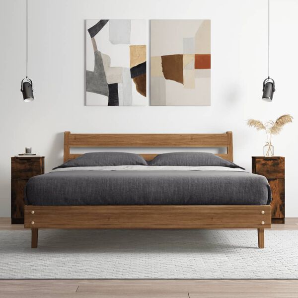 vidaXL skænke 2 stk. 30x30x70 cm konstrueret træ røget egetræ