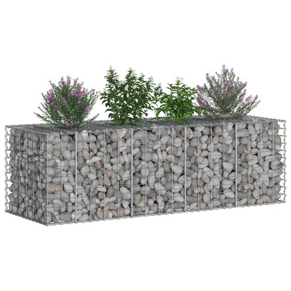 vidaXL Gabion h&oslash;jbed S&oslash;lv 180 x 60 x 55 cm Galvaniseret st&aring;l
