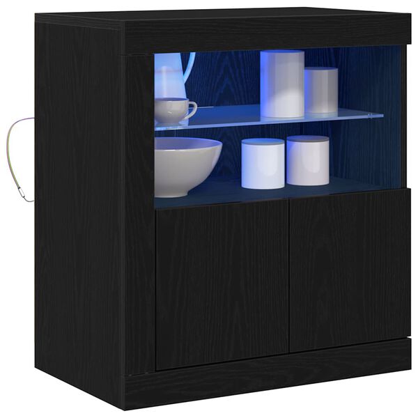 vidaXL LED Sideboard Sort 60,5 x 37 x 67 cm Konstrueret tr&aelig;