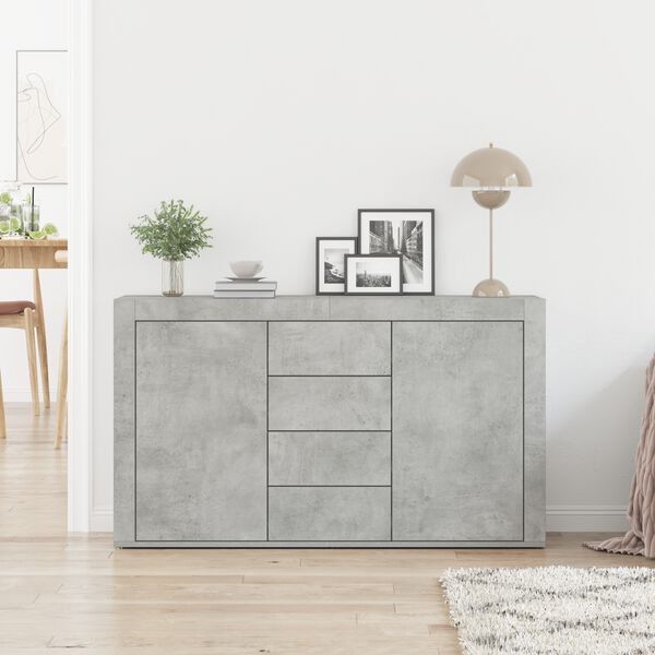 vidaXL Sideboard med skuffe Beton Gr&aring; 120 x 36 x 69 cm Konstrueret tr&aelig;