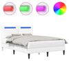 vidaXL Sengestel med LED-lysstrimler Hvid 120 x 190 cm Kunstl&aelig;der