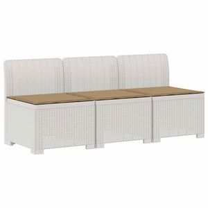 vidaXL 3-personers havensofa med puder i rattanlook PP Hvid