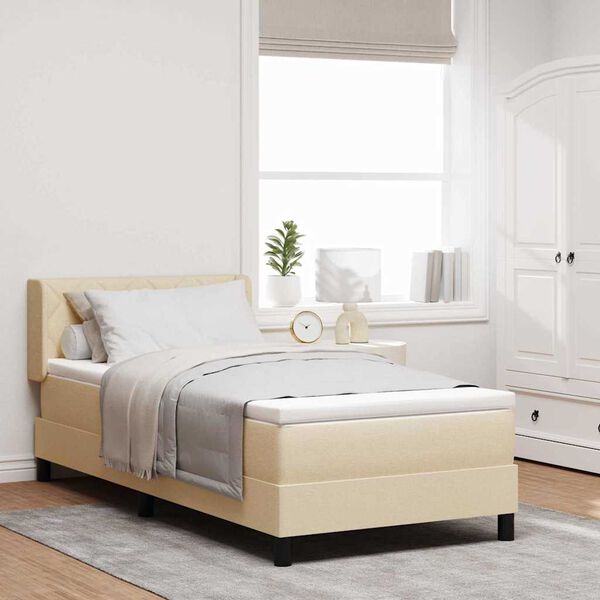 vidaXL Box spring seng med madras Creme 190 x 90 cm Polyester