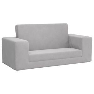 vidaXL 2-personers sovesofa til b&oslash;rn bl&oslash;dt plys lysegr&aring;