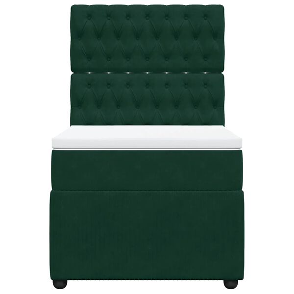 vidaXL kontinentalseng med madras 90x200 cm fl&oslash;jl m&oslash;rkegr&oslash;n