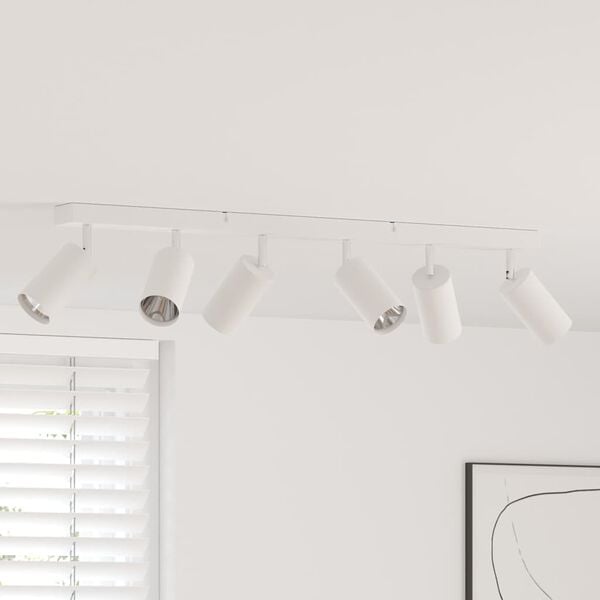 vidaXL Loftsspot med spotlights Hvid 73 x 6 x 16 cm Metal