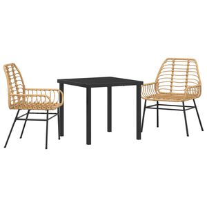 vidaXL Have Spisebordssæt 3 pcs Brun polyrattan